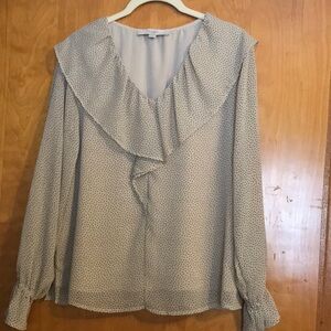 Loft Women's Polka Dot Blouse - Cream/black